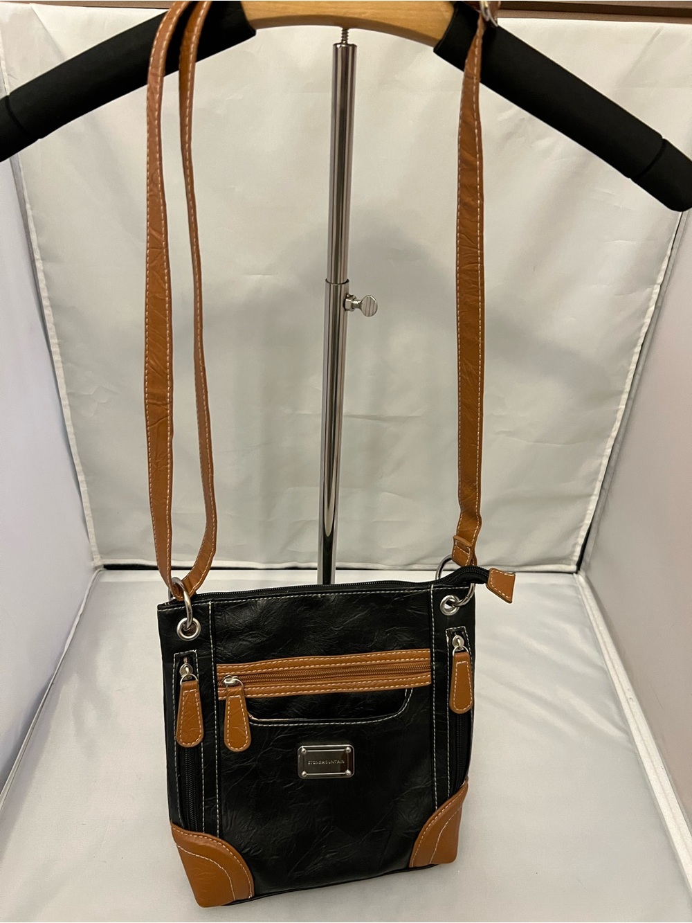 Stone Mountain Black Crossbody with Tan Accents
